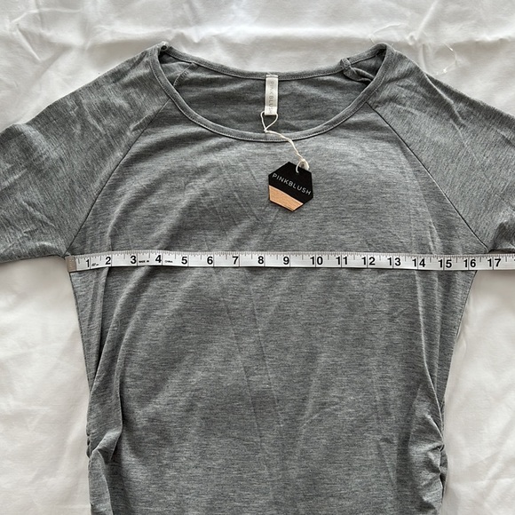 Pink Blush Maternity Ruched Gray Stretchy Top NWT Medium​ - Picture 8 of 9